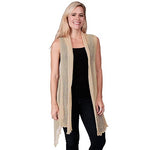 Load image into Gallery viewer, Le Moda Womenâ€™s Sleeveless Sheer Open Stitch Vest Cardigan at Linda Anderson. color_tan
