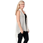 Load image into Gallery viewer, Le Moda Women’s Sleeveless Sheer Open Stitch Vest Cardigan at Linda Anderson. color_white
