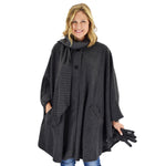 Load image into Gallery viewer, Le Moda Women’s Wrap with Integrated Pleated Scarf with Matching Gloves at Linda Anderson. color_charcoal

