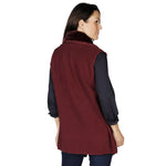 Load image into Gallery viewer, Le Moda Women&#39;s Trimmed Fleece Vest -  Fashionable Solid Color Long Fleece Vest for Women at Linda Anderson. color_burgundy
