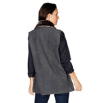 Load image into Gallery viewer, Le Moda Women&#39;s Trimmed Fleece Vest -  Fashionable Solid Color Long Fleece Vest for Women at Linda Anderson. color_charcoal_grey
