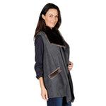 Load image into Gallery viewer, Le Moda Women&#39;s Trimmed Fleece Vest -  Fashionable Solid Color Long Fleece Vest for Women at Linda Anderson. color_charcoal_grey
