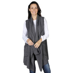 Load image into Gallery viewer, Le Moda Women’s Pocketed Open Front Fleece Vest  Cardigan with Headband at Linda Anderson. color_charcoal
