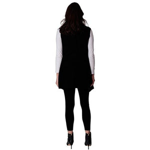Le Moda Women’s Pocketed Open Front Fleece Vest  Cardigan with Headband at Linda Anderson. color_black