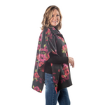 Load image into Gallery viewer, Bridget High Neck 4 Button Floral Fleece Cozy Coat Cape
