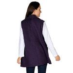 Load image into Gallery viewer, Le Moda Women&#39;s Sleeveless Pleated Open Front Fleece Vest Cardigan with Pockets at Linda Anderson. color_eggplant
