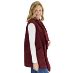 Load image into Gallery viewer, Le Moda Women&#39;s Sleeveless Pleated Open Front Fleece Vest Cardigan with Pockets at Linda Anderson. color_burgundy
