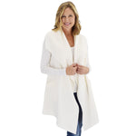 Load image into Gallery viewer, Le Moda Women&#39;s Sleeveless Pleated Open Front Fleece Vest Cardigan with Pockets at Linda Anderson. color_white
