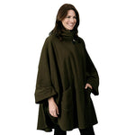 Load image into Gallery viewer, Fleece Wrap High Neck w/Big Button One Size Olive at Linda Anderson
