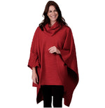 Load image into Gallery viewer, Le Moda Pleated Fleece Poncho with Shawl Collar at Linda Anderson. color_red
