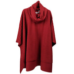 Load image into Gallery viewer, Le Moda Pleated Fleece Poncho with Shawl Collar at Linda Anderson. color_red
