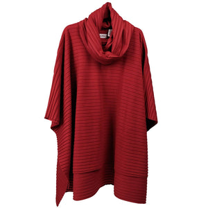 Le Moda Pleated Fleece Poncho with Shawl Collar at Linda Anderson. color_red