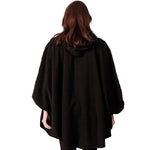 Load image into Gallery viewer, Fleece Wrap with Hoodie One Size Black at Linda Anderson
