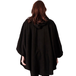 Fleece Wrap with Hoodie One Size Black at Linda Anderson
