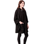 Load image into Gallery viewer, Fleece Wrap with Hoodie One Size Black at Linda Anderson
