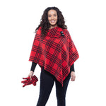Load image into Gallery viewer, Elisa Red Plaid Cozy Coat Fleece Poncho and Gloves Set
