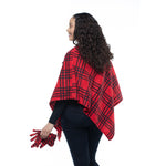 Load image into Gallery viewer, Elisa Red Plaid Cozy Coat Fleece Poncho and Gloves Set
