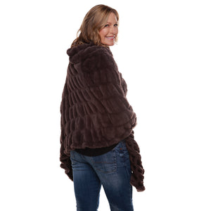 Plush Faux Fur Charcoal Cozy Coat Poncho