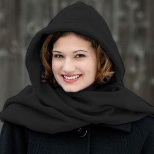 Fleece Womens Hooded Wraparound Scarf at Linda Anderson. color_charcoal