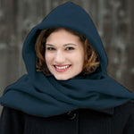 Load image into Gallery viewer, Fleece Womens Hooded Wraparound Scarf at Linda Anderson. color_teal
