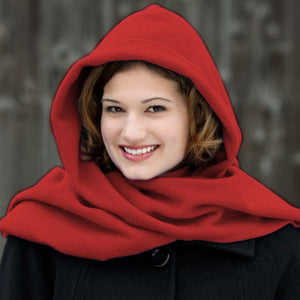 Fleece Womens Hooded Wraparound Scarf at Linda Anderson. color_red