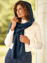 Load image into Gallery viewer, Fleece Womens Hooded Wraparound Scarf at Linda Anderson. color_teal
