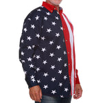 Load image into Gallery viewer, Men&#39;s 100% Cotton Stars and Stripes Long Sleeve Button-Up Shirt
