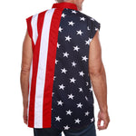 Load image into Gallery viewer, Men&#39;s 100% Cotton Stars and Stripes Sleeveless Button-Up Shirt
