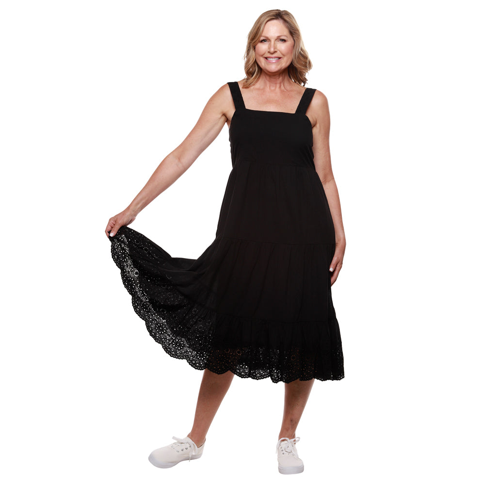 Cotton Eyelet Tiered Sun Dress Linda Anderson Cotton Eyelet Tiered Sun Dress Linda Anderson