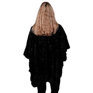 Le Moda Soft Faux Fur Shawl Poncho - One Size at Linda Anderson. color_black