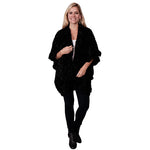 Load image into Gallery viewer, Le Moda Soft Faux Fur Shawl Poncho - One Size at Linda Anderson. color_black
