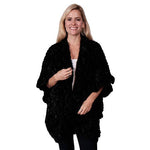 Load image into Gallery viewer, Le Moda Soft Faux Fur Shawl Poncho - One Size at Linda Anderson. color_black
