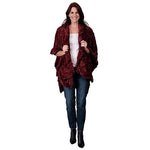 Load image into Gallery viewer, Le Moda Soft Faux Fur Shawl Poncho - One Size at Linda Anderson. color_burgundy
