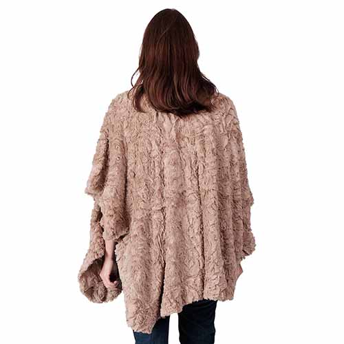 Le Moda Soft Faux Fur Shawl Poncho - One Size at Linda Anderson. color_camel