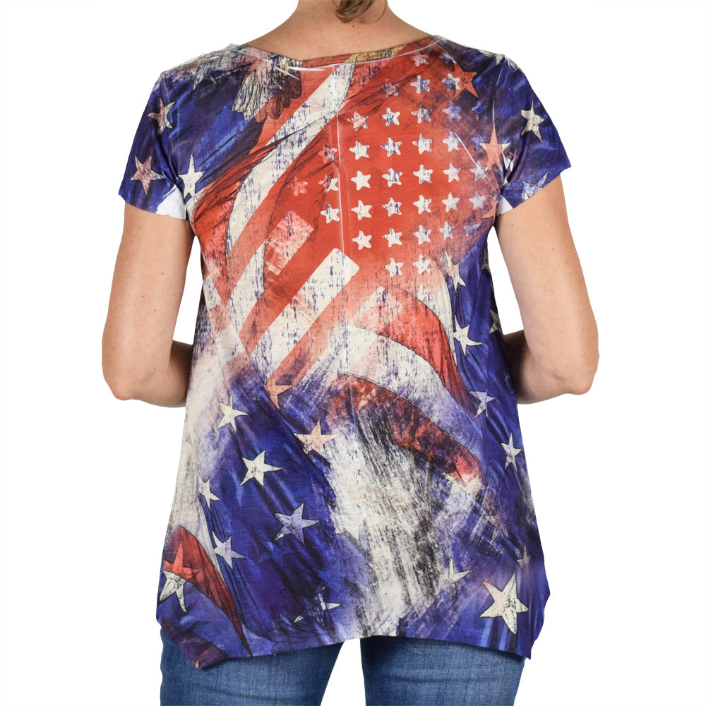 Women's Made in USA Americana Rhinestones T-Shirt