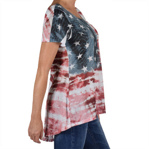 Women's Made in USA Tie-Dye and Rhinestones T-Shirt