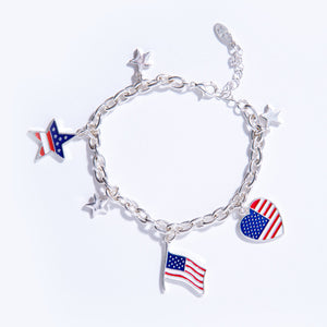 American Flag Stars and Stripes Charm Bracelet