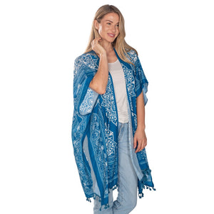 Teal Blue Tassel Kimono