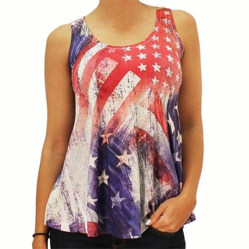 American Flag Tank Top Ladies Abstract Rhinestone - The Flag Shirt