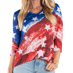Load image into Gallery viewer, Women&#39;s Watercolor American Flag 3/4 Sleeve Top
