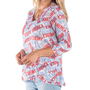 Women's America 3/4 Sleeve Patriotic Shirt
