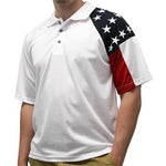 Load image into Gallery viewer, Mens Allegiance Freedom Tech Fabric Polo Shirt White - The Flag Shirt

