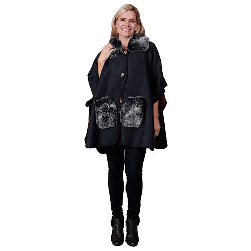 Poncho Boho plumes noir made in France