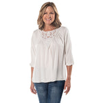 Load image into Gallery viewer, Lace Cutout Flowy 3/4 Sleeve Top
